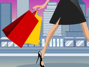 woman holding shopping bags graphic