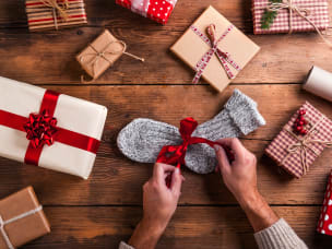 People wrapping presents