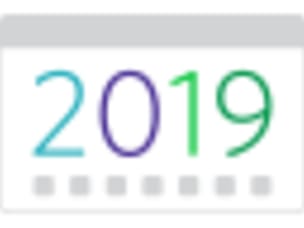 Jahreszahl in bunten Farben in einem Kalender