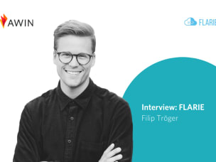 Interview with Flarie featuring Filip Tröger, with AWIN and Flarie logos