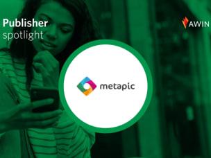 Publisher spotlight featuring Metapic logo and person holding a smartphone
