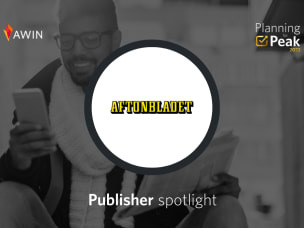 Publisher spotlight with Aftonbladet logo and 'Planning for Peak 2022' text