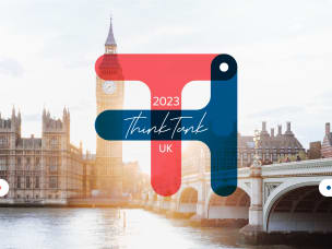 Banner for Global ThinkTank UK 2023 with London in the background