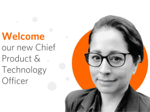 "Welcome our new Chief Product & Technology Officer" text next to portrait of Gisele Mast