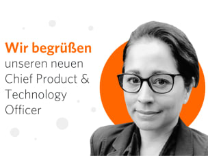 Portraitbild von Gisele Mast, neben einem Begrüßungstext zu Awin's Posten als Chief Product & Technology Officer