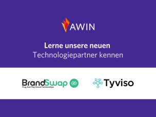 BrandSwap und Tyviso logo unter dem Text "Lerne unsere neuen Technologiepartner kennen"