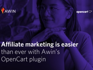 Text saying, "Awin's plugin for OpenCart makes it easy for ecommerce users to unlock the power of affiliate marketing"