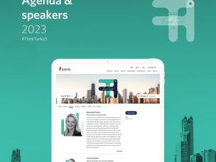 Banner presenting the ThinkTank US agenda and speakers revealed, with a turquoise background