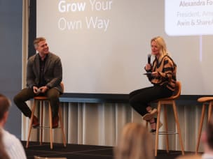 Awin's Alexandra Forsch at Awin's ThinkTank, teasing the upcoming ThinkTank 2024 events