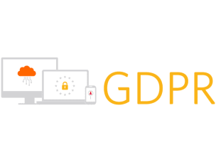 Devices showing GDPR and data security icons.