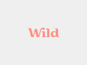 Wild logo – sustainable personal care brand with pink serif wordmark on a light gray background