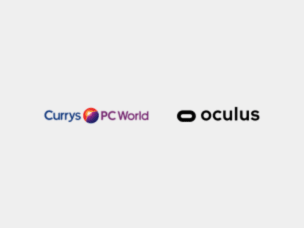 Logos of Currys PC World and Oculus – Currys PC World is a UK electronics retailer, while Oculus is a virtual reality brand owned by Meta