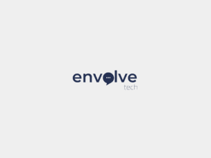 envolve logo with dark blue lowercase text centered on a light gray background