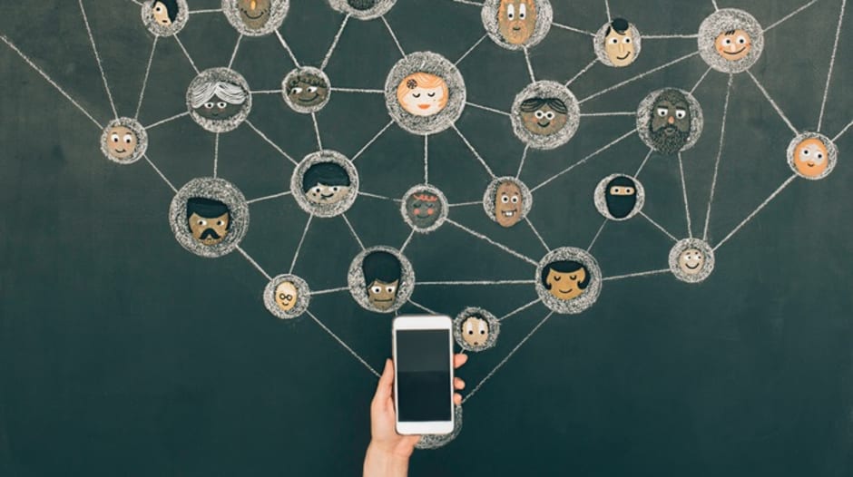 An image of a spider diagram including different animated individuals and a mobile phone at the centre suggestive of affiliate marketing tips.