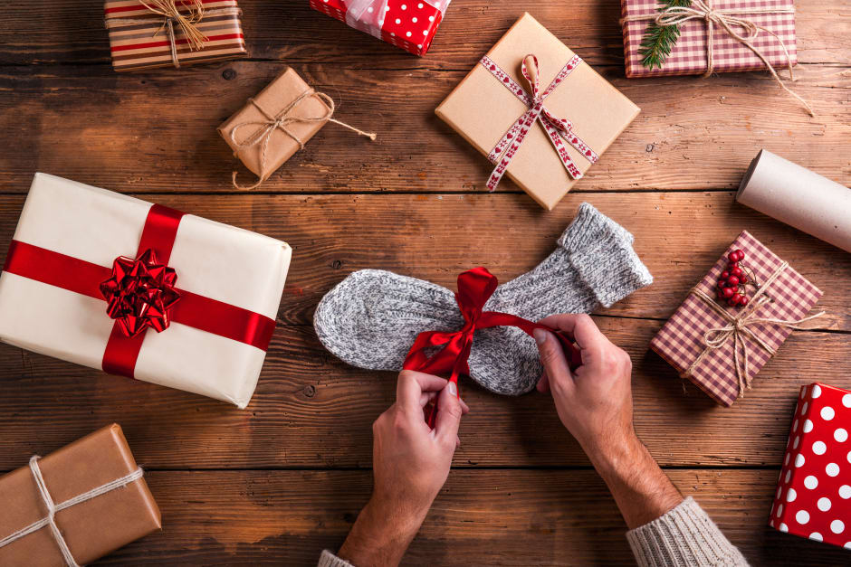 People wrapping presents