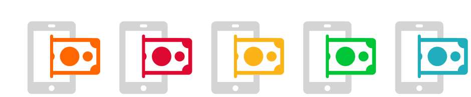 icon smartphone and money