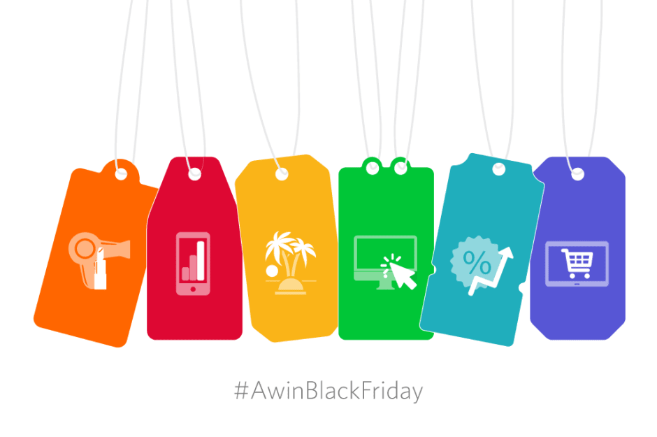 colourful tags with icons on them