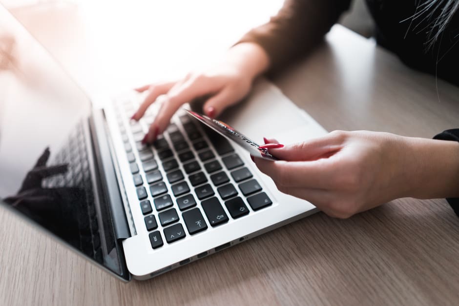 purchasing a product with credit card on ecommerce online store