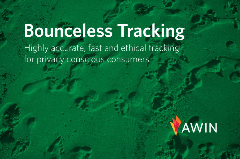 Creatività awin per annunciare il lancio del bounceless tracking
