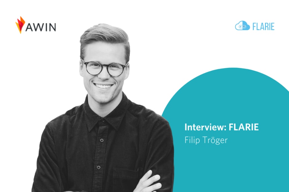 Interview with Flarie featuring Filip Tröger, with AWIN and Flarie logos