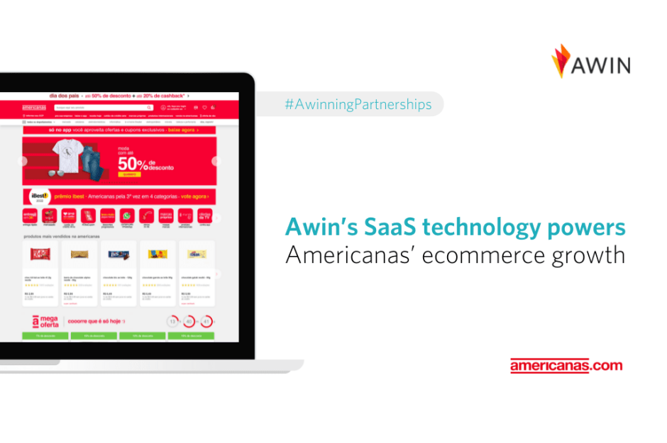 Image of Americanas website for their ecommerce growth with Awin's SaaS technology 