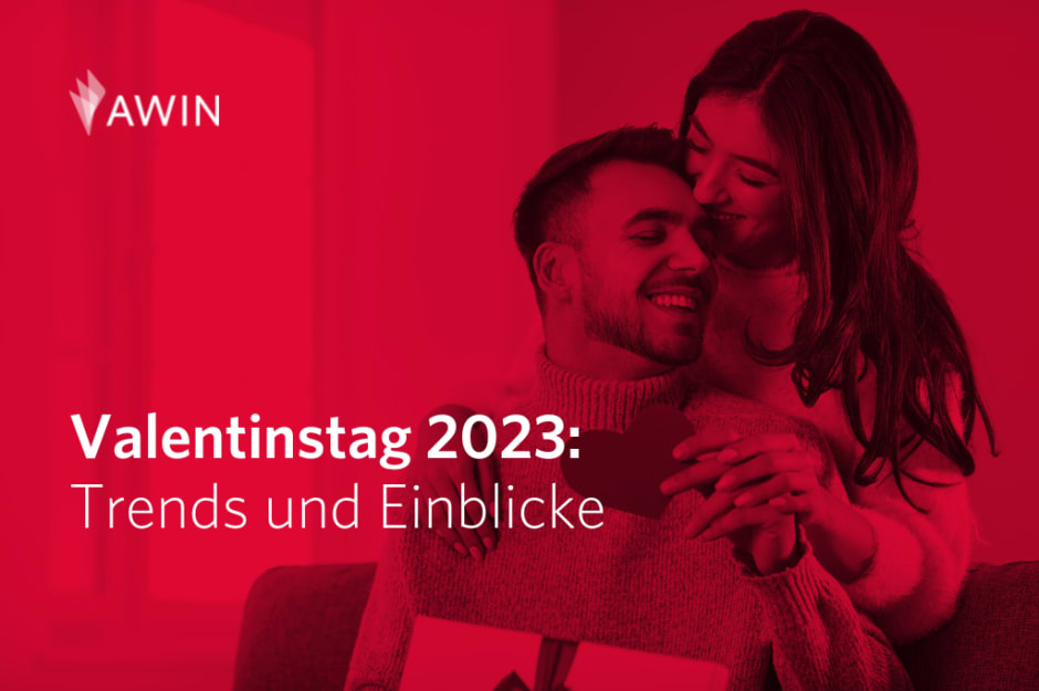 Pärchen im Hintergrund mit Text, der sagt: "Valentinstag 2023: Trends und Einblicke"
