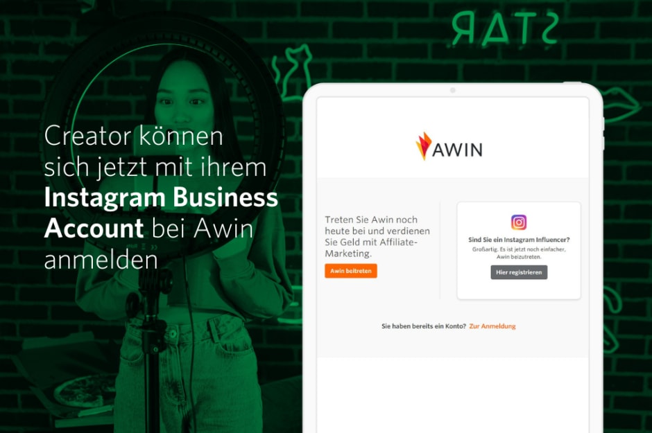 "Creator können sich jetzt mit ihrem Instagram Business Account bei Awin anmelden"