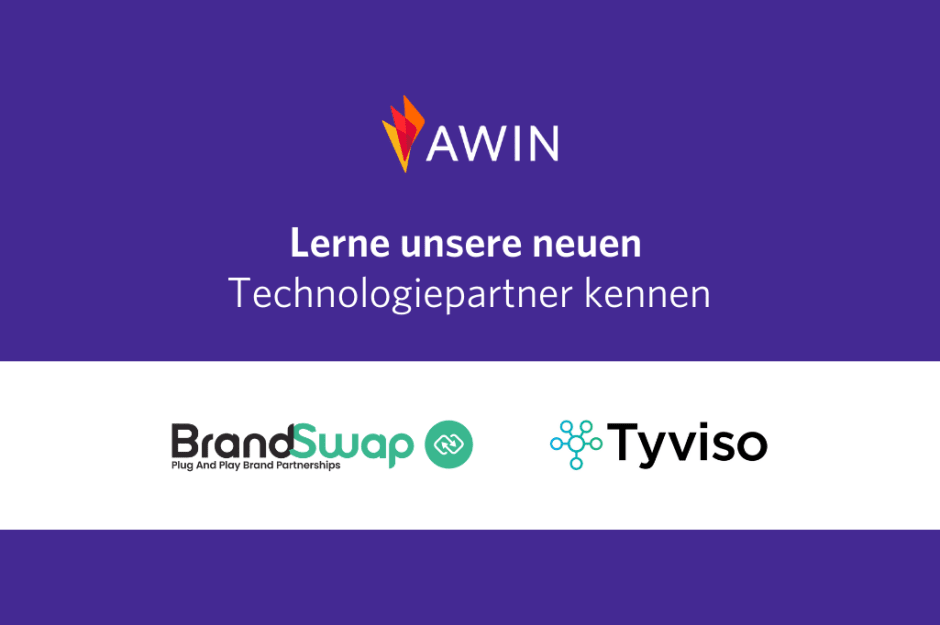 BrandSwap und Tyviso logo unter dem Text "Lerne unsere neuen Technologiepartner kennen"