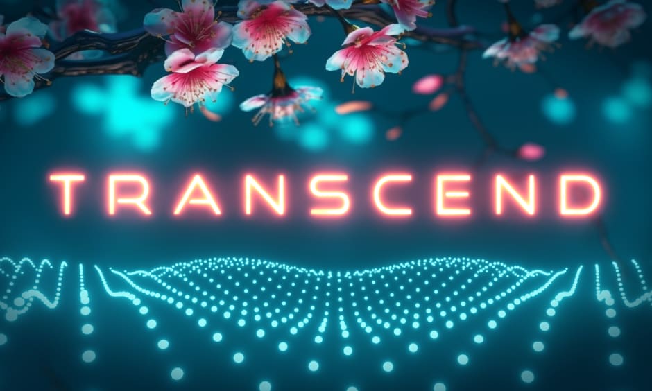 "Transcend" sign in futuristic floral design to celebrate Awin's annual Black Tie event and its theme this year