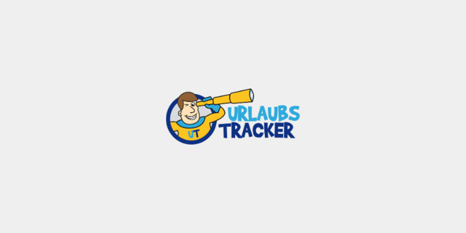 UrlaubsTracker logo – travel deals platform featuring a cartoon character with a telescope and the brand name in blue text