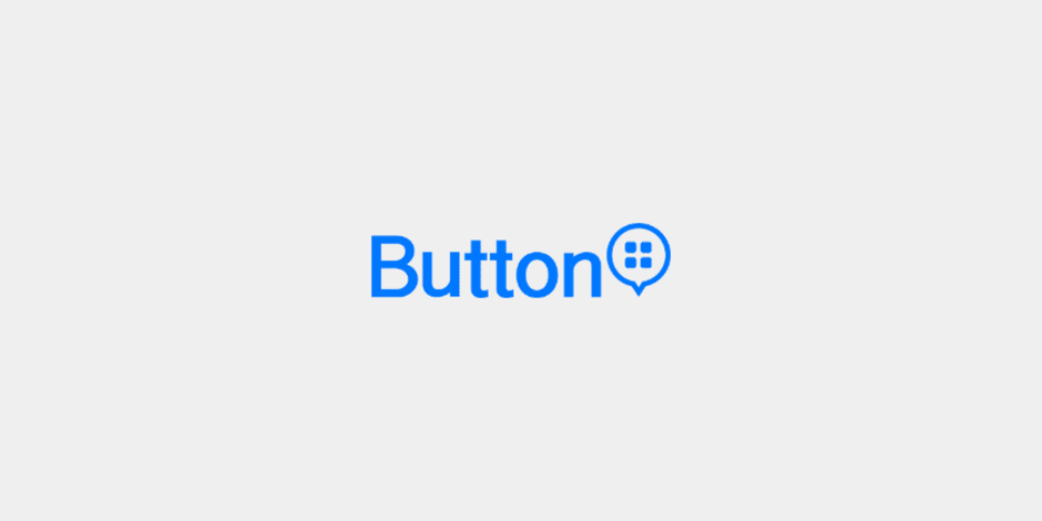 Button logo – mobile commerce platform with a blue wordmark and speech bubble icon