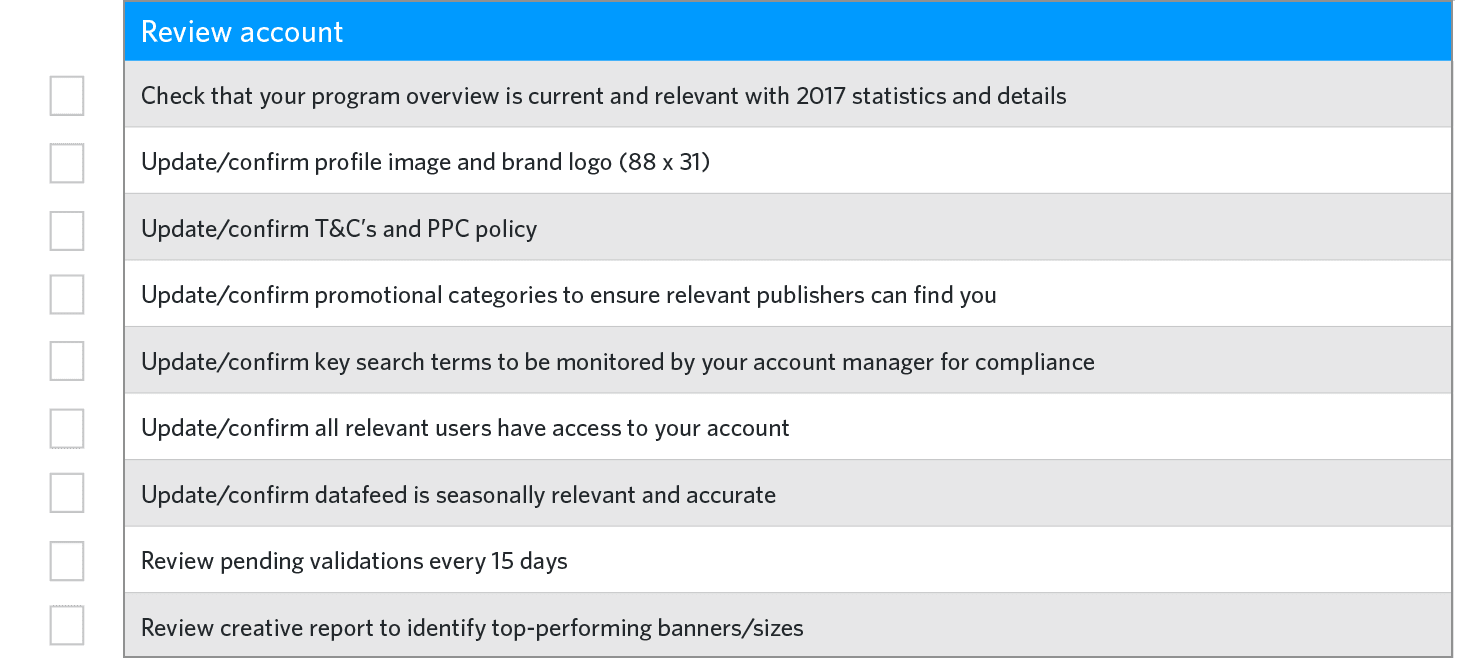 Review account checklist
