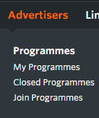 advertisers menu awin interface